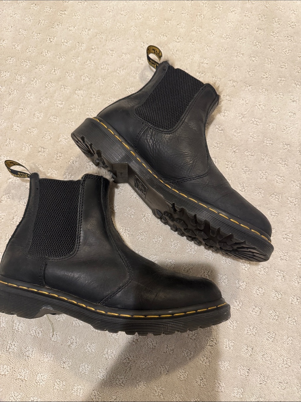 Dr. Martens Black womens faux fur lined Chelsea Boots